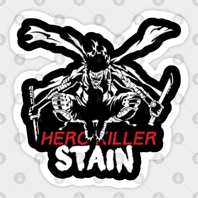 Hero Killer Stain Chizome Akaguro Stain My Hero Academia Sticker Teepublic My hero academia jump festa manga all might, boku no hero, two green and yellow haired male anime character png clipart. hero killer stain by merch x wear