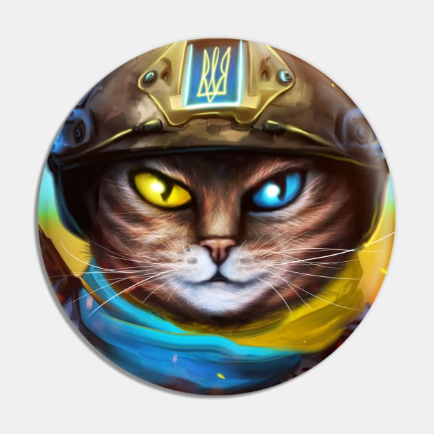 Cat Ukrainian Soldier Pin by Marysha_art