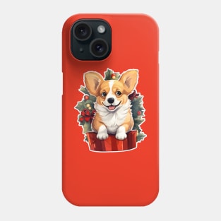 Merry Christmas Happy Corgi with gift Phone Case