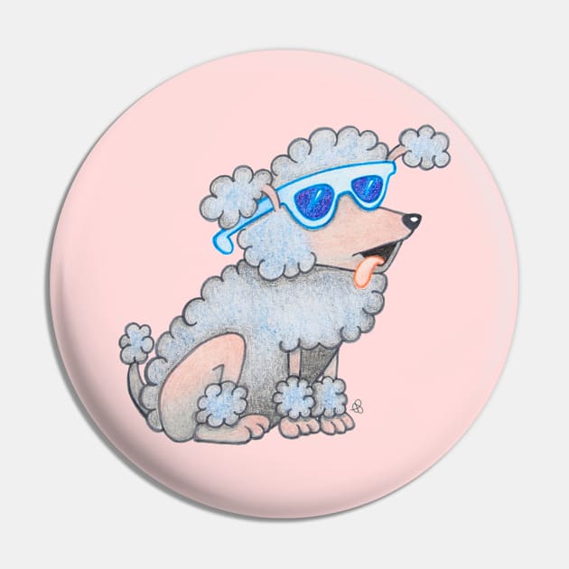 Cool Poodle - Cartoon Dog Wearing Sunglasses Pin by Elinaana