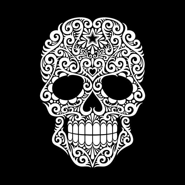 White Swirling Sugar Skull by jeffbartels