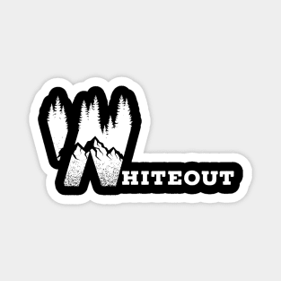 White Out, Snow T-shirt, Winter Sports Hoodie, Snowboarding Stickers, Skiing Gifts Magnet