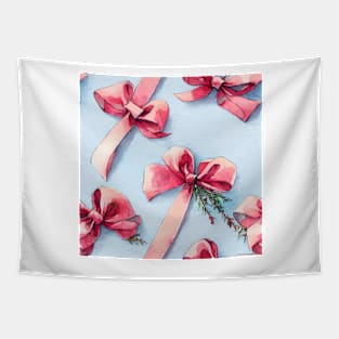 Watercolor pink bow pink ribbon Tapestry