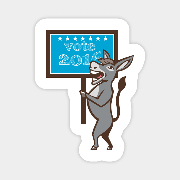 Vote 2016 Democrat Donkey Mascot Cartoon Magnet by retrovectors