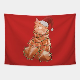 Wrapped in Christmas Lights - Red Maine Coon Tapestry