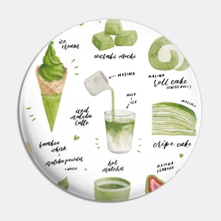 Matcha Sweets Watercolour Painting Pin