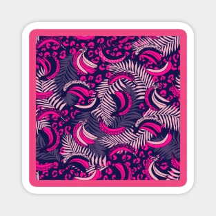 Pink and Navy Palms and Bananas Magnet