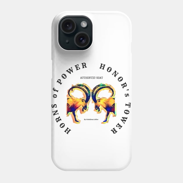 Horns of Power, Honor's Tower - fighting psychedelic colorful Goats Phone Case by Cristilena Lefter