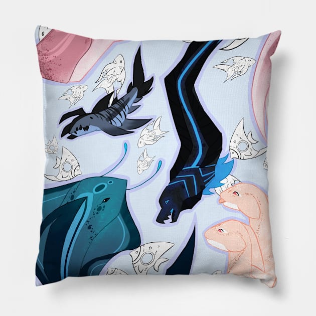 Proxima B's Ocean Beasts Pillow by Marie Oliver