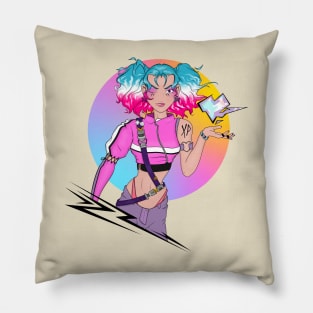 Techno Cyberpunk Girl Pillow