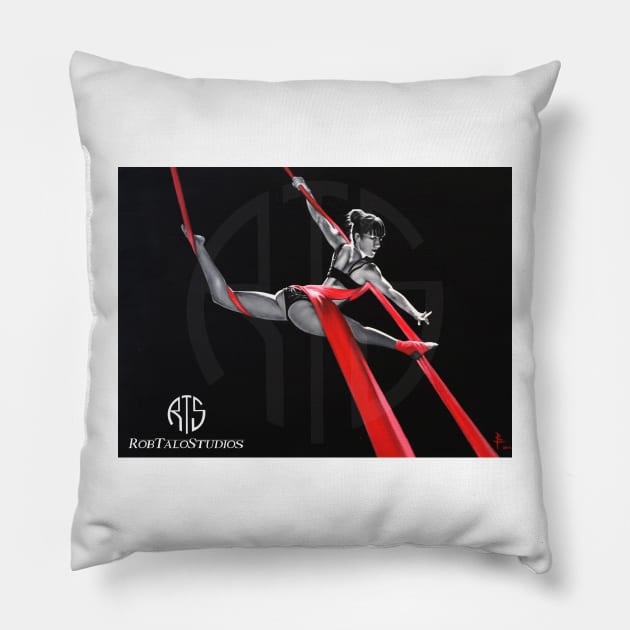"Aerial Dancer" (w/ Rob Talo Studios Logo) Pillow by RobTalo