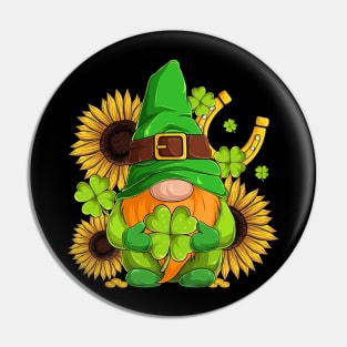 Sunflower Gnome and Shamrock Happy St Patricks Day Pin