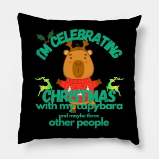 Celebrating Christmas With My Capybara 2 Pillow