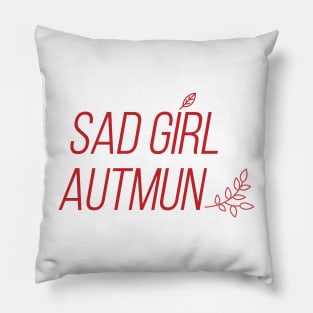 Sad Girl Autumn in Red Pillow