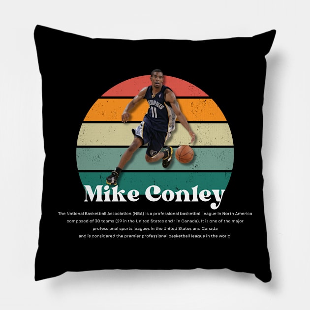 Mike Conley Vintage V1 Pillow by Gojes Art