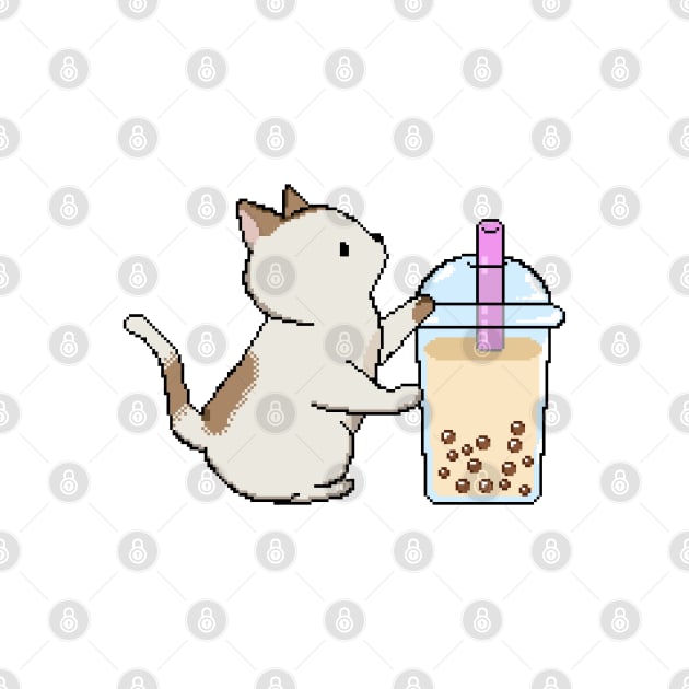 Pixel Kitty Loves Boba Tea! by SirBobalot