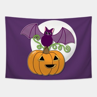 Pumpkin and Bat Tapestry