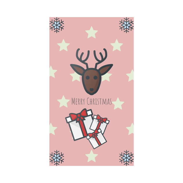 Merry Christmas, Pink Christmas Reindeer, Happy New Year Gift by NooHringShop