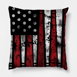 Vintage Baseball Bat American Usa Flag Gift Pillow