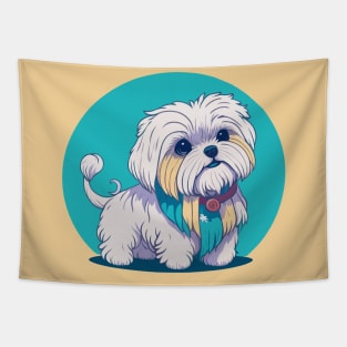 Maltese Dog Portrait Tapestry