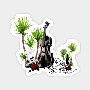 Music, black violin and palm trees Magnet