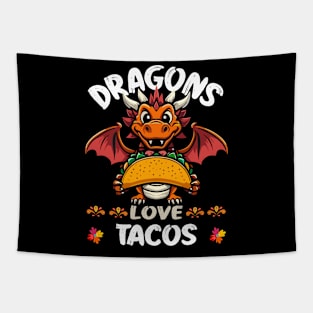 Dragons Love Tacos Tapestry