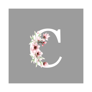 Letter C Monogram with Cherry Blossoms T-Shirt