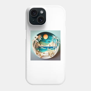 3D Effect Papercut Art - Beach Scene Phone Case