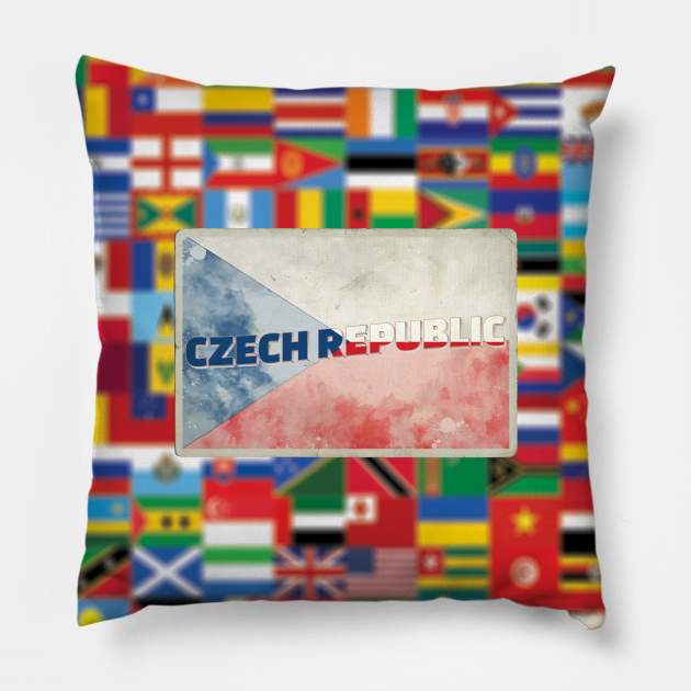 The Czech Republic vintage style retro souvenir Pillow by DesignerPropo