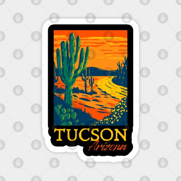 Tucson Arizona Cactus Vintage Retro Desert Souvenir Magnet by grendelfly73