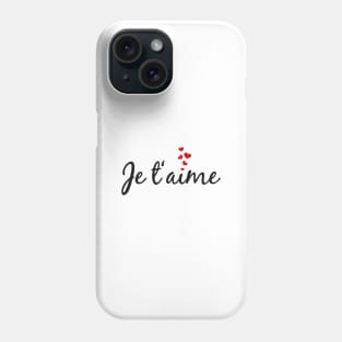 Je t'aime, I love you, French word art with red hearts Phone Case