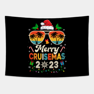 Merry Cruisemas 2023 Christmas Santa Reindeer Cruise Retro Tapestry