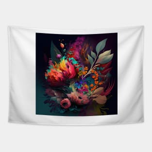 A Brightly Colored Fractal Bouquet of Flowers Tapestry