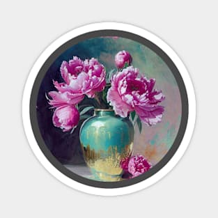 Pink flower painting, abstract botanical drawing Magnet