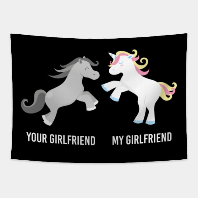 Your Girlfriend My Girlfriend Unicorn Tapestry by Xizin Gao