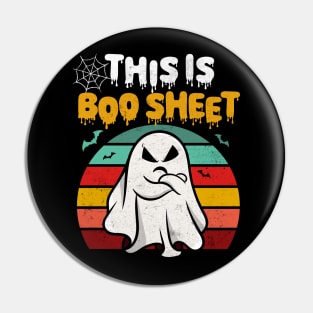 This is Boo-sheet Funny Ghost Halloween Costume Men Women T-Shirt Pin