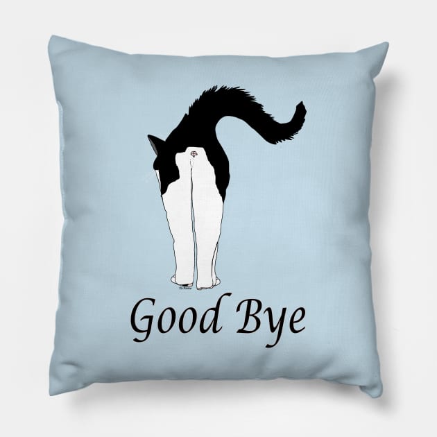 Cute Tuxedo Cat says Good Bye  Copyright TeAnne Pillow by TeAnne