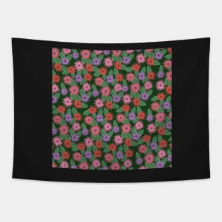 Floral pattern with dark green background Tapestry