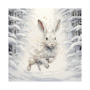 Rabbit wandering in Winter Wonderland T-Shirt