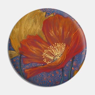 Red and Yellow Poppies Pin