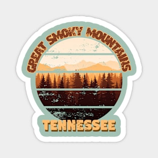 Great Smoky Mountains National Park Tennessee Retro Sunset Distressed Deign Magnet