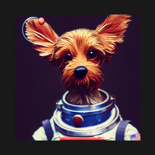 Yorkie wearing astronaut clothing by Studiowatermars