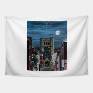 Norman Tower in the Moonlight Painting Tapestry