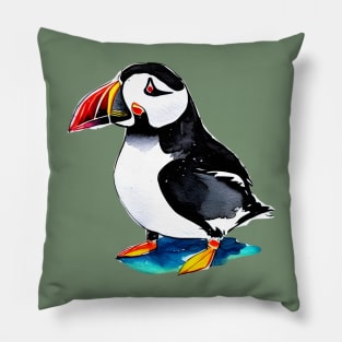 Watercolor Puffin Pillow