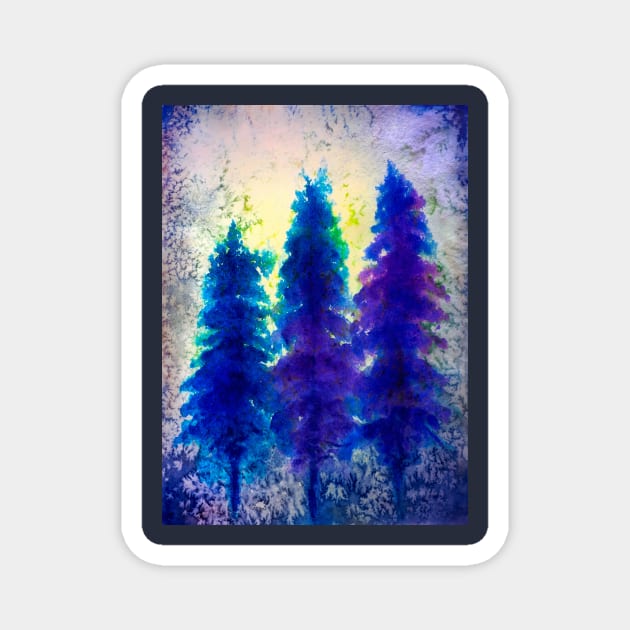 Blue Pine trees Magnet by redwitchart