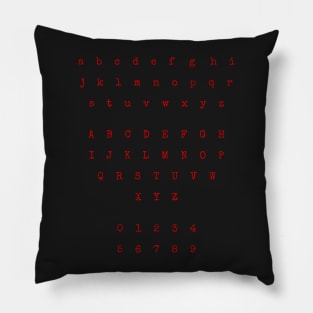 Red Typewriter Letters and Numbers Pillow