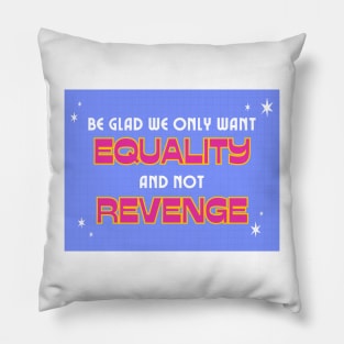 Be glad we only want equality and not revenge Pillow