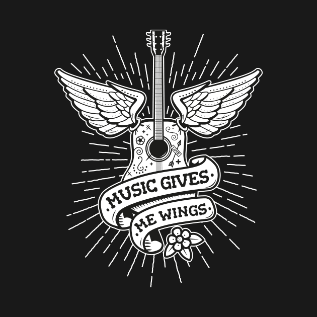 Music Gives Me Wings - Old School Tattoo Guitar by propellerhead