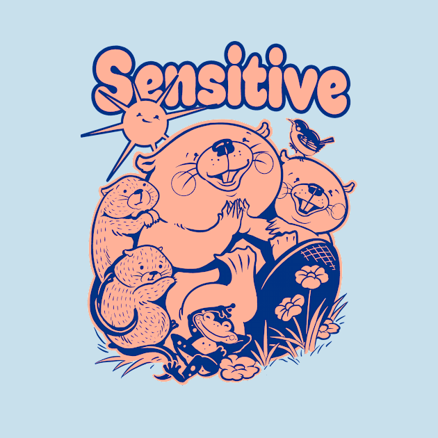 sensitive - blue/peach by Guen Douglas 