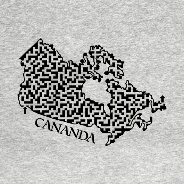 Discover Canada Outline Maze & Labyrinth - Canada - T-Shirt